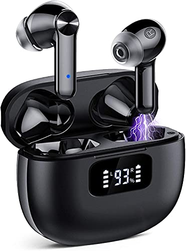 Auriculares Inalambricos, Cascos Inalambricos Bluetooth 5.1, Estéreo de HiFi, 40 Horas de Reproducción, Auriculares Bluetooth IPX7 Impermeable, Control Táctil (Negro)