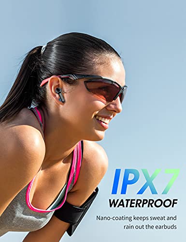 Auriculares Inalambricos, Cascos Inalambricos Bluetooth 5.1, Estéreo de HiFi, 40 Horas de Reproducción, Auriculares Bluetooth IPX7 Impermeable, Control Táctil (Negro)