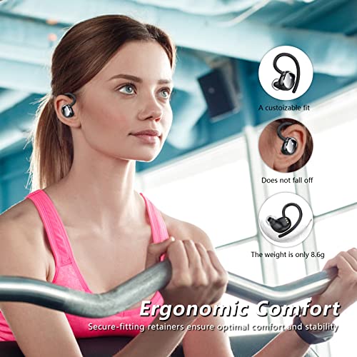 Auriculares Inalambricos Deportivos, Auriculares Bluetooth 5.1, 100Hrs de Reproducción, HD Estéreo Cascos Inalambricos con Micrófono, Auriculares Impermeables IP7 con Estuche de Carga LED