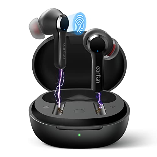 Auriculares inalámbricos, EarFun Air Pro 2 Hybrid Active Noise Cancelling, Bluetooth 5.2 con 6 mic,detección en la oreja, modo ambiente, carga inalámbrica,tiempo de reproducción 34H,control de volumen