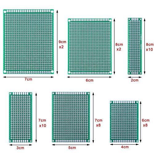 AUSTOR 40 Piezas Placas Circuito Impreso 6 Tamaños PCB Prototipo de Doble Cara con Caja Libre para Soldadura Bricolaje y Proyecto Electrónico