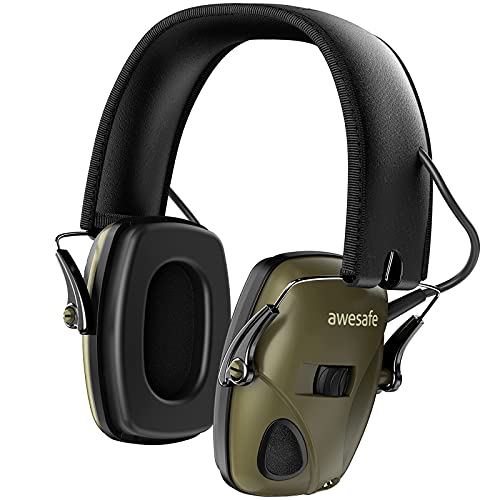 AWESAFE GF01 Casco Tiro Auriculares de caza , Plegables Defensores del Oído con Tecnología de Cancelación de Ruido Protectores Auditivos Especialmente Diseñados para Cazadores y Tiradores -Verde