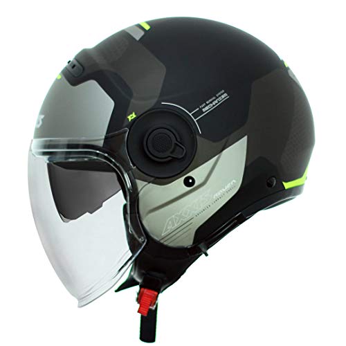 AXXIS Casco Moto Jet OF509 Raven SV Cypher B2 Gris Mate Talla XS (53-54 cms) con Pantalla Solar. Homologado…