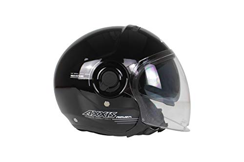 AXXIS CASCO OF 509 RAVEN SV SOLID A1 NEGRO BRILLO TALLA XS CON PANTALLA SOLAR