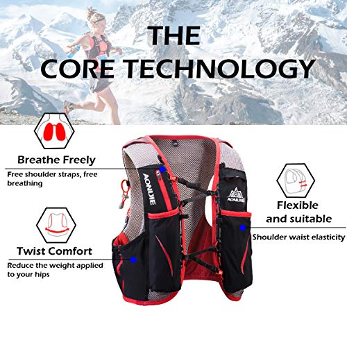 Azarxis - Mochila de Hidratación Trail Running 5L Ligera Chaleco Ciclismo con Botella de Agua para Senderismo Escalada Corriente (con 2 * 500ml Botella Blanda, S/M - 80-97 cm)