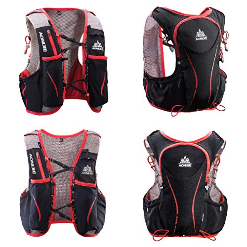 Azarxis - Mochila de Hidratación Trail Running 5L Ligera Chaleco Ciclismo con Botella de Agua para Senderismo Escalada Corriente (con 2 * 500ml Botella Blanda, S/M - 80-97 cm)