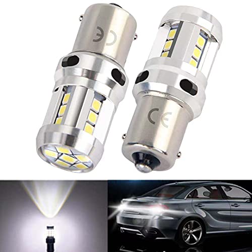 BA15S 1156 P21w LED 12V-24V 1141 7506 8W Bombillas para Coche Moto, Super Brillante 6500K Blanco, Para Luces Diurnas, Luz de Marcha Atrás, Luces Traseras, Luces Antiniebla Traseras. 2 Piezas