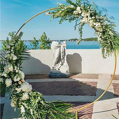 Backgroundround Ring Iron Wedding Lawn Silk Artificial Flower Row Stand Wall Shelf for Iron Circle Wedding Props Arch Backdrop Round Ring Gold 2.5m (Gold 2.5m)