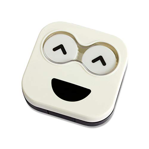 Balvi Estuche lentillas Emoji Color Blanco Caja para lentillas, diseño Divertido Emoji Blanco portalentillas Original Hombres y Mujeres Plástico 2x6,5x6,7 cm