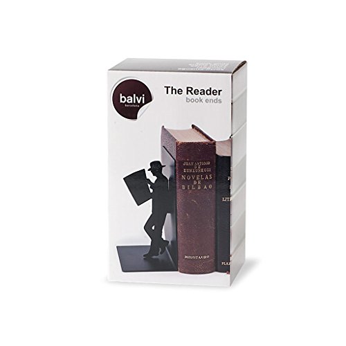 Balvi - The Reader sujetalibros Decorativo de Metal en Color Negro. Diseño Original