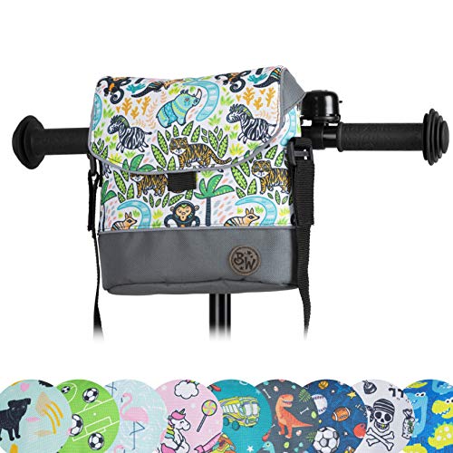 BambinIWelt Bolsa para manillar de bicicleta Puky para Woom bicicleta scooter bicicleta para niños impermeable con correa para el hombro, color Multicolor, talla 20cm x 20cm