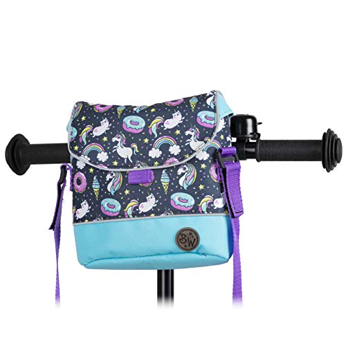 BambinIWelt Bolsa para manillar de bicicleta Puky para Woom bicicleta scooter bicicleta para niños impermeable con correa para el hombro, color Multicolor, talla 20cm x 20cm