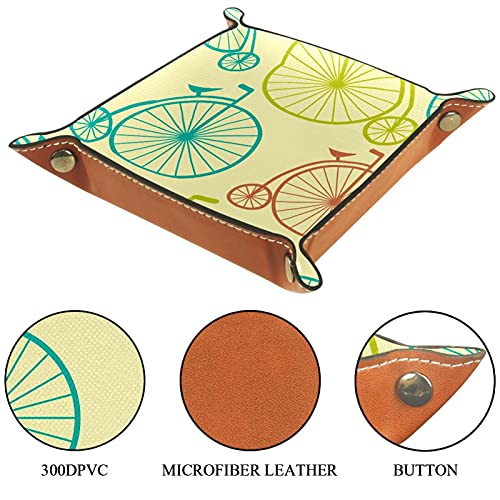 Bandeja de cuero,Bicicleta de rueda grande ,Bandeja de cuero plegable para reloj de joyería de monedas de llave de almacenamiento