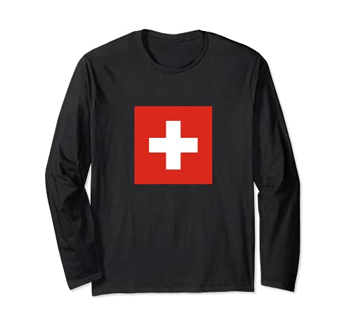 Bandera Suiza Schweiz Flagge Switzerland Flag Hombre Mujer Manga Larga