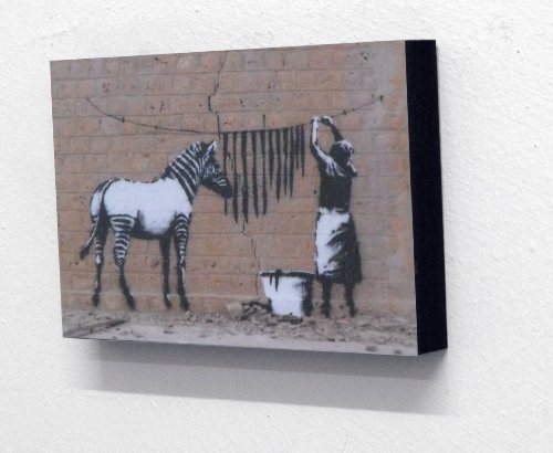 Banksy Zebra Stripes 6 x 4 Inches Postcard Size Block Mounted Print by Poster Monde