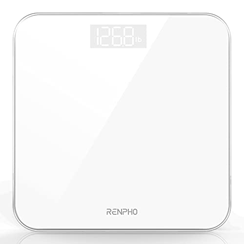 Báscula De Baño Digital RENPHO, Báscula De Peso Corporal De Alta Precisión Con Pantalla Iluminada, Tecnología Step-On, 400 Lb, Blanco