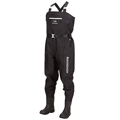 Bassdash 3D Boot Foot Game Wader Ultra Alta Resistencia Negro Plaid Nylon PVC Pesca Caza Pecho Waders para Hombres en 7 Tamaños