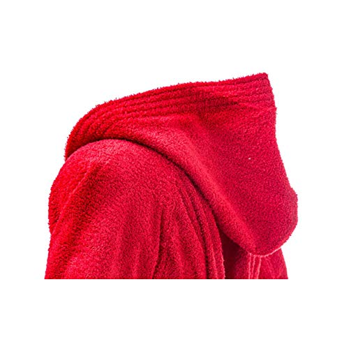 Bassetti - Albornoz con capucha para hombre/mujer, disponible en varias tallas y colores, 100% algodón rojo XL