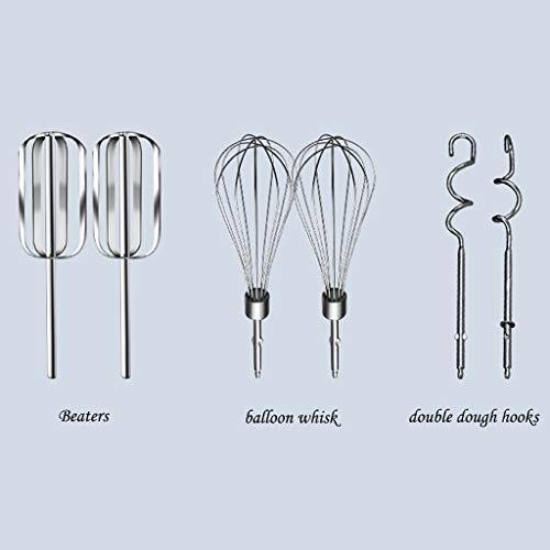 Batidoras amasadoras Computadora de mano 2 en 1 Mezclador eléctrico 5 velocidad 300W con el acero inoxidable del tazón de fuente Egg Beaters, Globo Batidores y ganchos for masa, masa de mezclador