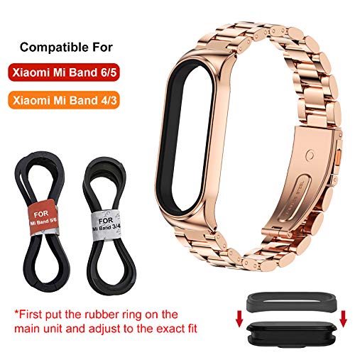 BDIG Correa Compatible para Xiaomi Mi Band 6/5 & MiBand 4/3 Correas Metal, MiBand 6 Pulsera de Acero Inoxidable Agradable para Mi Band 3/4/5/6 Correa (No Host)