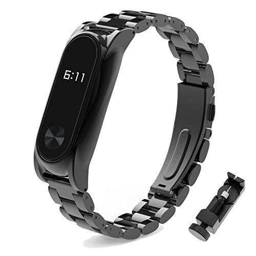 BDIG Correa de repuesto Compatible para pulsera inteligente Xiaomi Mi Band 2, Pulsera de Acero Inoxidable Agradable para Xiaomi Mi Band 2