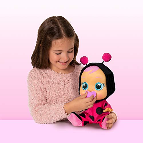 BEBÉS LLORONES Lady la mariquita | Muñeca interactiva que llora de verdad con chupete y Pijama de mariquita - Juguete y Regalo para niñas y niños +18 Meses