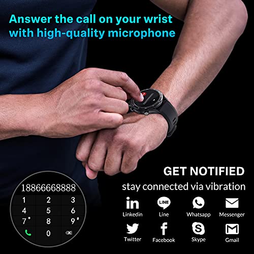 Bebinca Smartwatch para Hombres 1.28"Hacer y Recibir Llamadas Manos Libres, Altavoz Bluetooth con Reproductor de música 128 MB Reloj Inteligente Fitness Tracker 3ATM Impermeable iOS/Android(Acero)