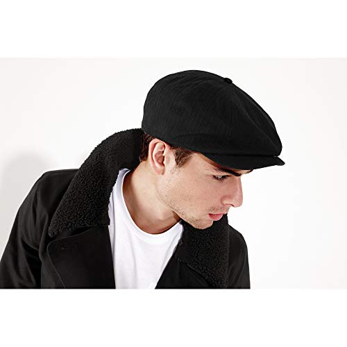 Beechfield - Gorra clásica modelo Newsboy para hombre (L/XL/Negro)