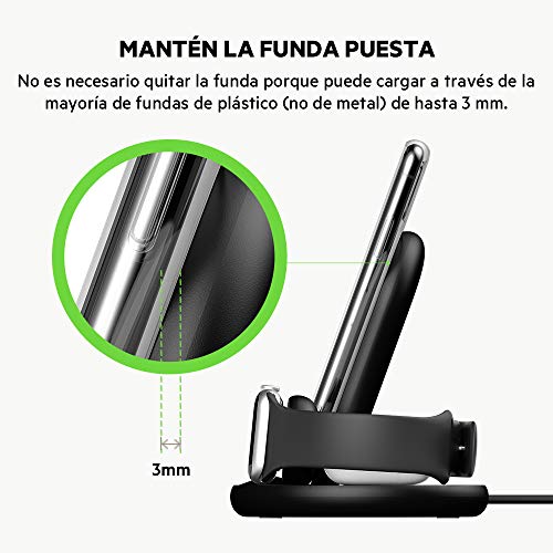 Belkin - Cargador inalámbrico 3 en 1, estación de carga de 7.5 W para iPhone, Apple Watch y AirPods, base de carga para iPhone, soporte de carga para Apple Watch, negro