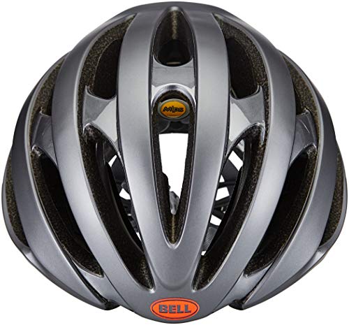 BELL Stratus MIPS Casco de Bicicleta Road, Unisex Adulto, Gris Mate y Rojo, S | 52-56cm