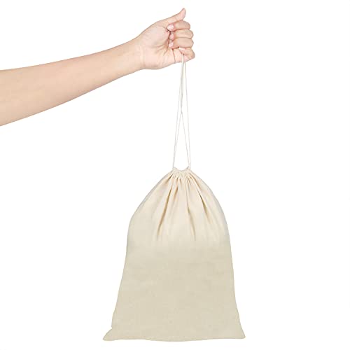 Belle Vous Bolsa Tela Algodón Muselina para Guardar Productos con Cordel (Pack de 10) 30 cm de Ancho x 40 cm de Alto - Bolsas Reutilizables Fruta, Vegetales – Bolsa Compra Ecológica y Biodegradable