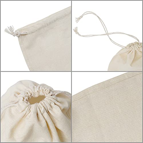 Belle Vous Bolsa Tela Algodón Muselina para Guardar Productos con Cordel (Pack de 10) 30 cm de Ancho x 40 cm de Alto - Bolsas Reutilizables Fruta, Vegetales – Bolsa Compra Ecológica y Biodegradable