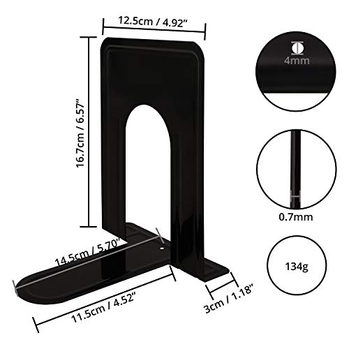 Belle Vous Sujeta Libros de Metal Negro (3 Pares) Resistente Soporte Libros Antideslizante – Soporte para Libros y CDs - Separadores Libros, Repisa, Oficina, Biblioteca, Hogar y Escuela