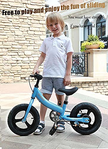 BERJMA Bicicleta De Equilibrio para Niños 2 En 1 Bicicleta para Niños, Adecuada para Niños Y Niñas De 2 a 7, Bicicletas Sin Pedales Bicicleta Sky blue-14inche