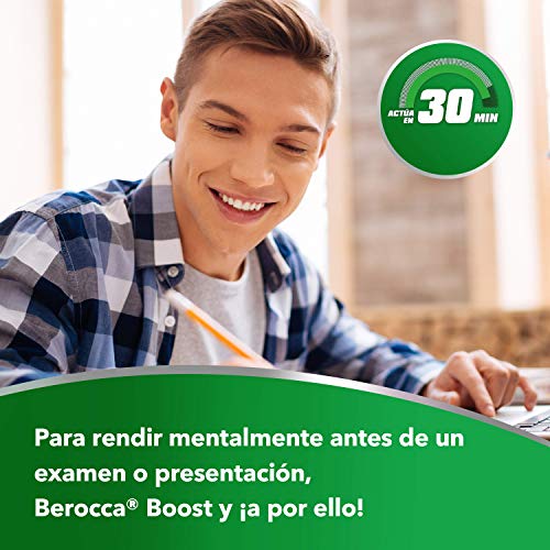 Berocca Boost Complejo de Vitaminas y Minerales con Cafeína y Guaraná Natural, para una Ayuda Rápida en el Rendimiento Mental y Físico, 30 Comprimidos Efervescentes