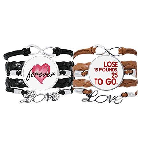 Bestchong Rojo Inglés perder peso Cotización pulsera correa de mano cuerda de cuero Forever Love pulsera doble conjunto