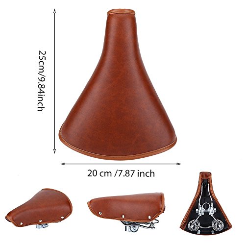 BESTGIFT Bike Assise Universel Marron Vintage Rivets Confortable Classique Cuir PU Spring Selle de Vélo pour Homme Femme