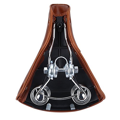 BESTGIFT Bike Assise Universel Marron Vintage Rivets Confortable Classique Cuir PU Spring Selle de Vélo pour Homme Femme