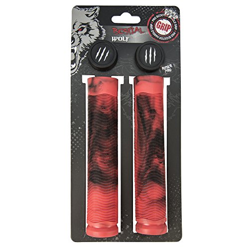 BESTIAL WOLF RS81MIXRED, Pareja de Manguitos Mix Especiales para Scooter Negro/Rojo 155 mm