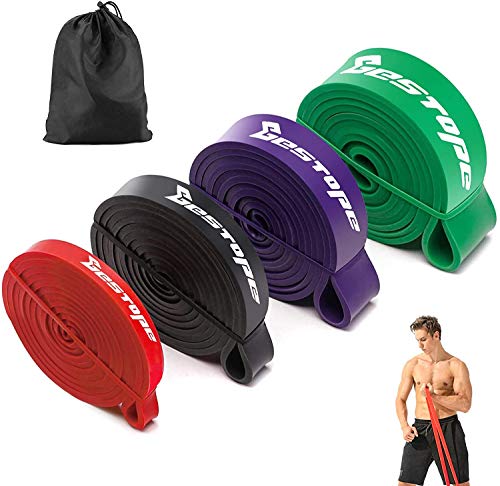 BESTOPE Bandas de resistencia Kit - Bandas de ejercicios Aparatos de gimnasia Inicio, Servicio pesado Fuerza Entrenamiento fitness para hacer ejercicio (conjunto de 4 colores)