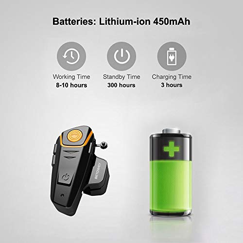 BETOWEY BT-S2 Auriculares Intercomunicador Moto Bluetooth para Motocicletas, Intercomunicador Casco Moto con Radio FM, Gama Comunicación Intercom de 1000m, Impermeabilidad (Paquete 1, Micrófono Suave)