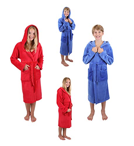 Betz Albornoz con Capucha para niños Chicas Chicos tamaños 128-176 de Color Azul y Rojo Tamaño 140 / Rojo