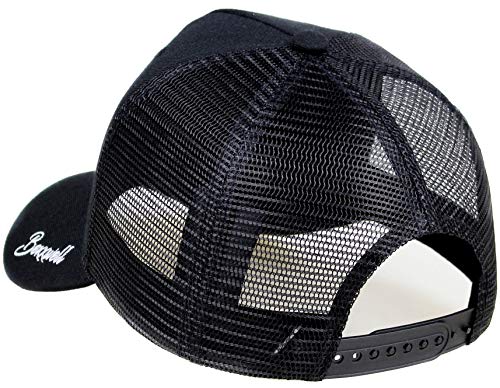 Bexxwell Gorra negra con parche en cruz (ajuste óptimo, gorra, negro, Truckercap, Cross, Gorra, unisex)