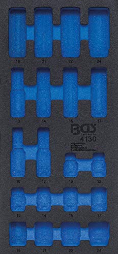 BGS 4130 | Bandeja para carro 1/3: Llaves de vaso de impacto hexagonal | 12,5 mm (1/2") | 10 - 24 mm | 20 piezas