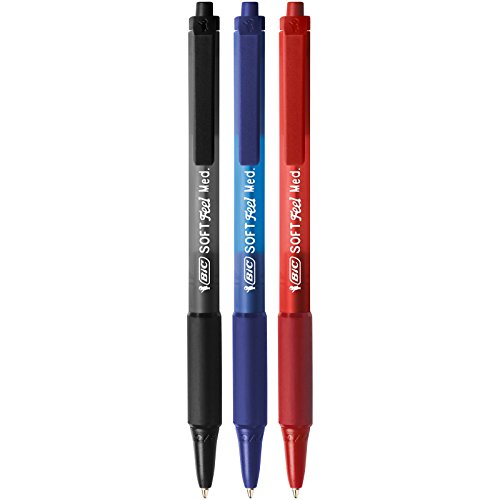 BiC 837394 Soft Feel - Bolígrafo de punta redonda (3 unidades), color multicolor paquete de 3