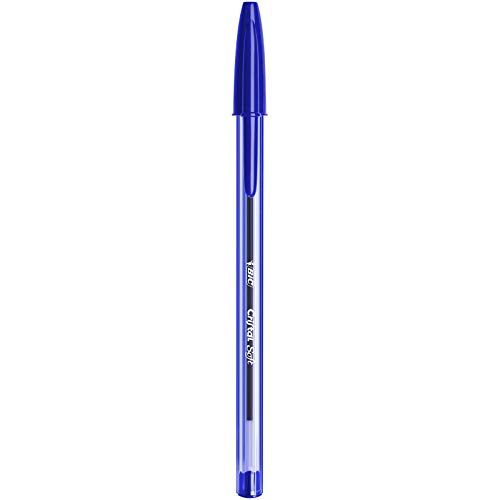 BIC Cristal Bolígrafos, Soft, Azul, Óptimo para material escolar,Punta Media (1,2mm), Material Oficina y Papelaria, Blíster de 10 Bolis