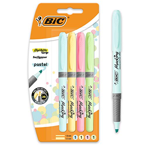 BIC Cristal Multicolour - Pack de 15 unidades, bolígrafos de punta ancha (1,6 mm), surtidos + Pastel, Highlighter Grip, Marcadores Punta Ajustable, Multicolor