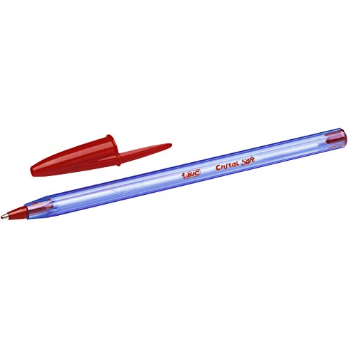 BIC Cristal Soft bolígrafos punta media (1,2 mm) - Rojo, Caja de 50 unidades