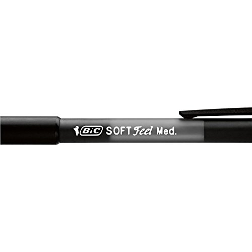 Bic Soft Feel Clic Grip - Bolígrafo de bola retráctil negro (trazo de 1 mm, 12 unidades)