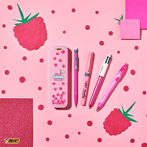 BIC Summer Pink Box: Boli de Gel de Punta Media (0,7.mm), Portaminas, BIC 4.Colores (1,00.mm), marcador - Rosa, Caja de.4